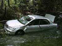 car in myall creek at cape tribulation