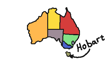 map of australia showing hobart in tasmania