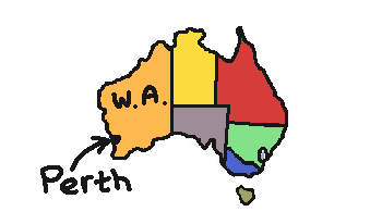 map of australia showing perth in westerna australia